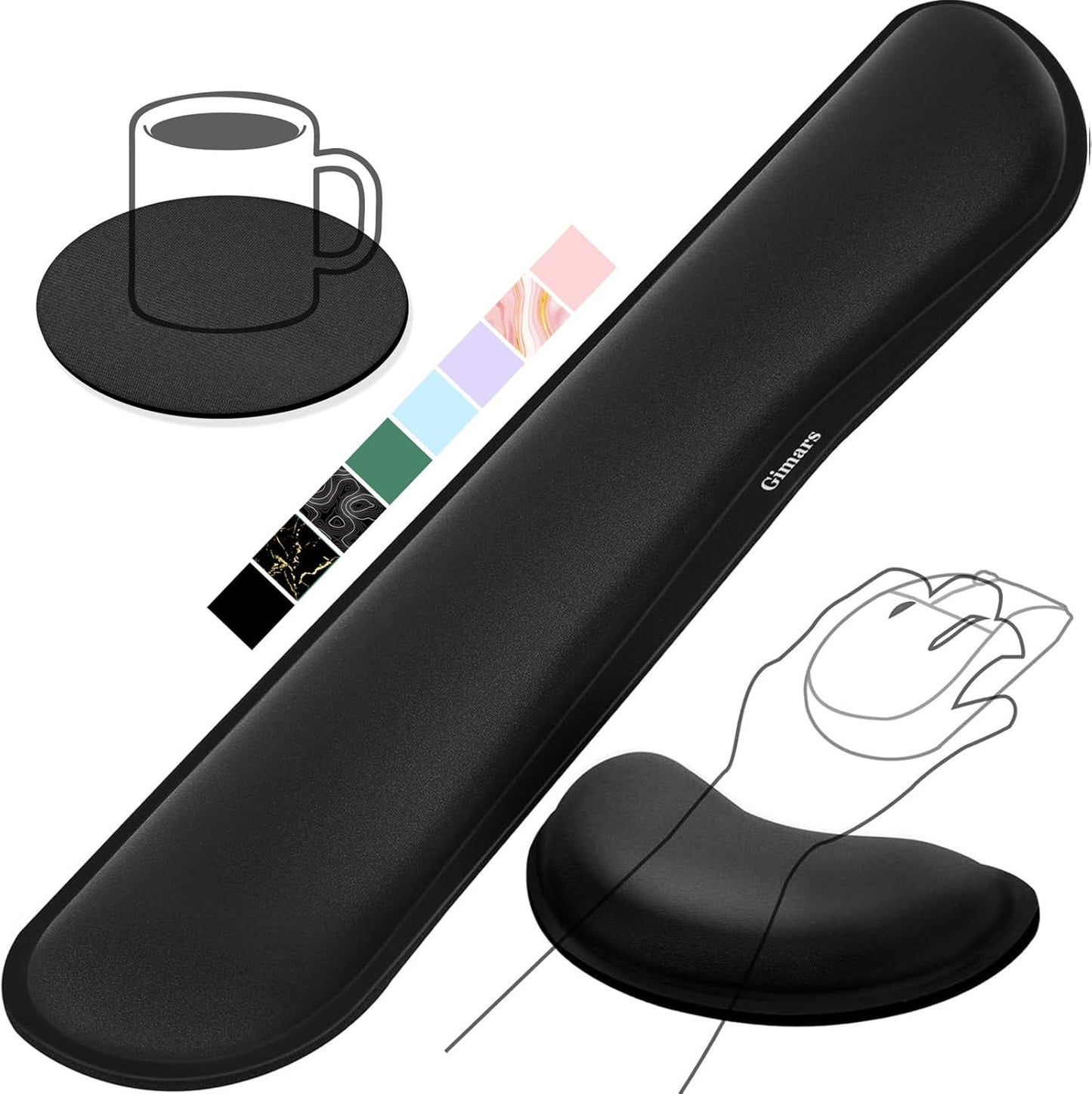 Gimars Upgrade Enlarge Silky and Superfine Fabric Gel Memory Foam Keyboard Wrist Rest Set, Ergonomic Keyboard Mouse Wrist Support for Typing Pain Relief, Comfort for Office, Gaming, Computer