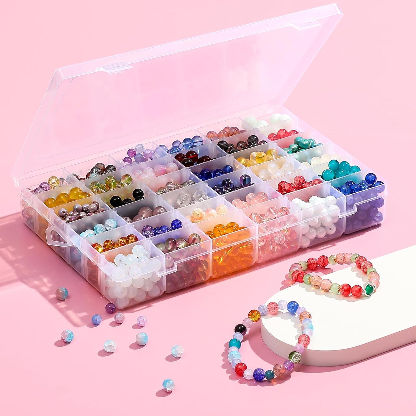 2 Pack 36 Grids Clear Plastic Organizer Box with Adjustable Dividers, Small Craft Organizers and Storage, Compartment Container for Bead, Nail, Jewelry, Art, DIY Crafts, Fishing Tackle, Small Items