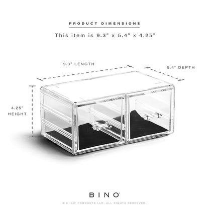 BINO THE MANHATTAN SERIES Acrylic Makeup Drawer Organizer- 3 Drawer Small | Clear Beauty Organizers and Storage| Cosmetic & Makeup Drawer| Home Organization| Jewelry & Vanity Accessories Drawer