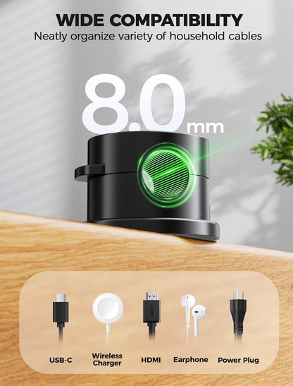 9 Pack Magnetic Cable Clips - gliship [Upgraded 360° Rotatable] Cord Organizer, Strong Magnetic Cord Holder, Adhesive Wire Keeper, Phone Cord Holder, Nightstand Wire Keeper Desk Decor, Tidy Helper