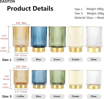DASITON Makeup Brush holder Organizer,Crystal Cosmetic Makeup Brush Glass Brushes Storage Holder, Vintage Make Up Brush Cup Pen Pencil Holder striped vase(Coffee S)