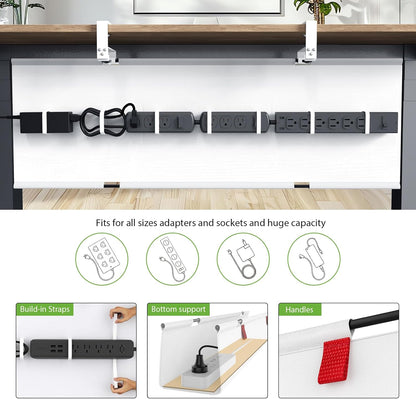 KEEGH Extra Large 48" Under Desk Cable Management Tray - Under Desk Cord Management - Clamp/Screw Mount - Support Upto 70lbs - Fabric Wire Management - Cable Raceways Tray Cord Hiders for Office/Home