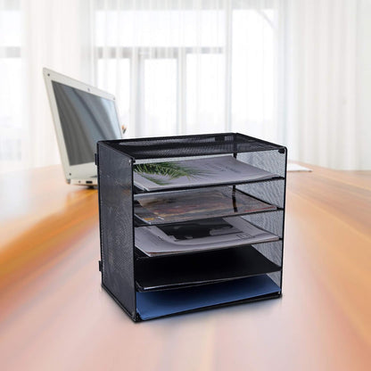 EASEPRES 3 Tier Mesh Desk Organizer Tray, File Paper Letter Folder Holder Desktop Paper Sorter Mail Organization Rack Storage Accessories, for Office Home School Classroom, Black