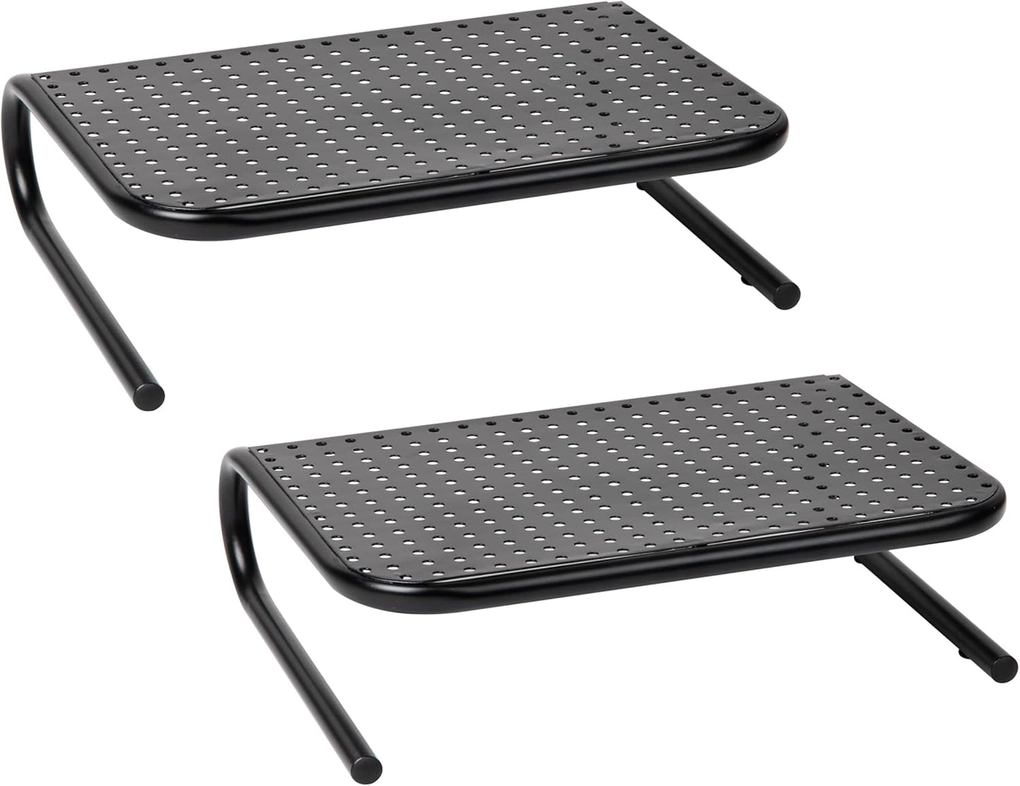Mind Reader Monitor Stand, Ventilated Laptop Riser, Desktop Organizer, Metal, Set of 2, Black