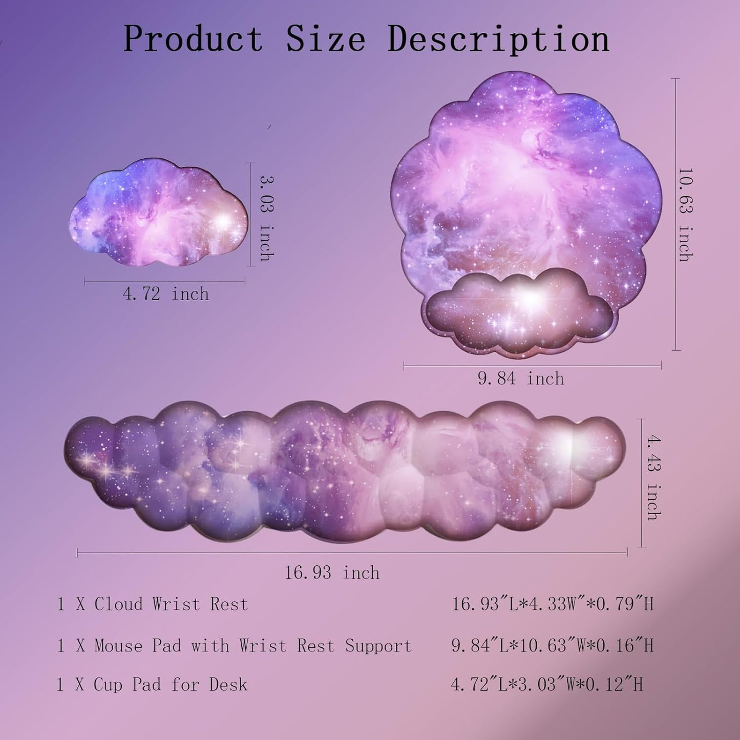 Cloud Wrist Rest Keyboard Pink Mouse Pad Set with Wrist Rest Ergonomic Wrist Pad Memory Foam Non-Slip Base Cute Gradient Wrist Support for Computer Laptop Gaming Home Office Relief Typing Pain