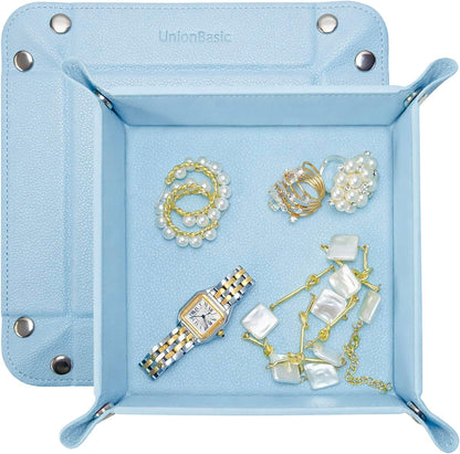 UnionBasic Medium Valet Tray, Jewelry Tray for Rings Watches Earrings, Entryway Catchall Caddy for Coins Keys Change, Nightstand Bedside Valet Holder, Trays for Electronic Gadgets, Candy Pink Plus - Colors B