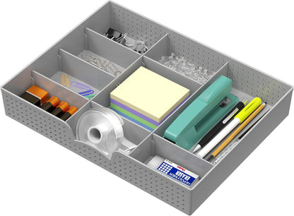 Simple Houseware Drawer Organizer Tray with 9 Adjustable Compartments, Clear
