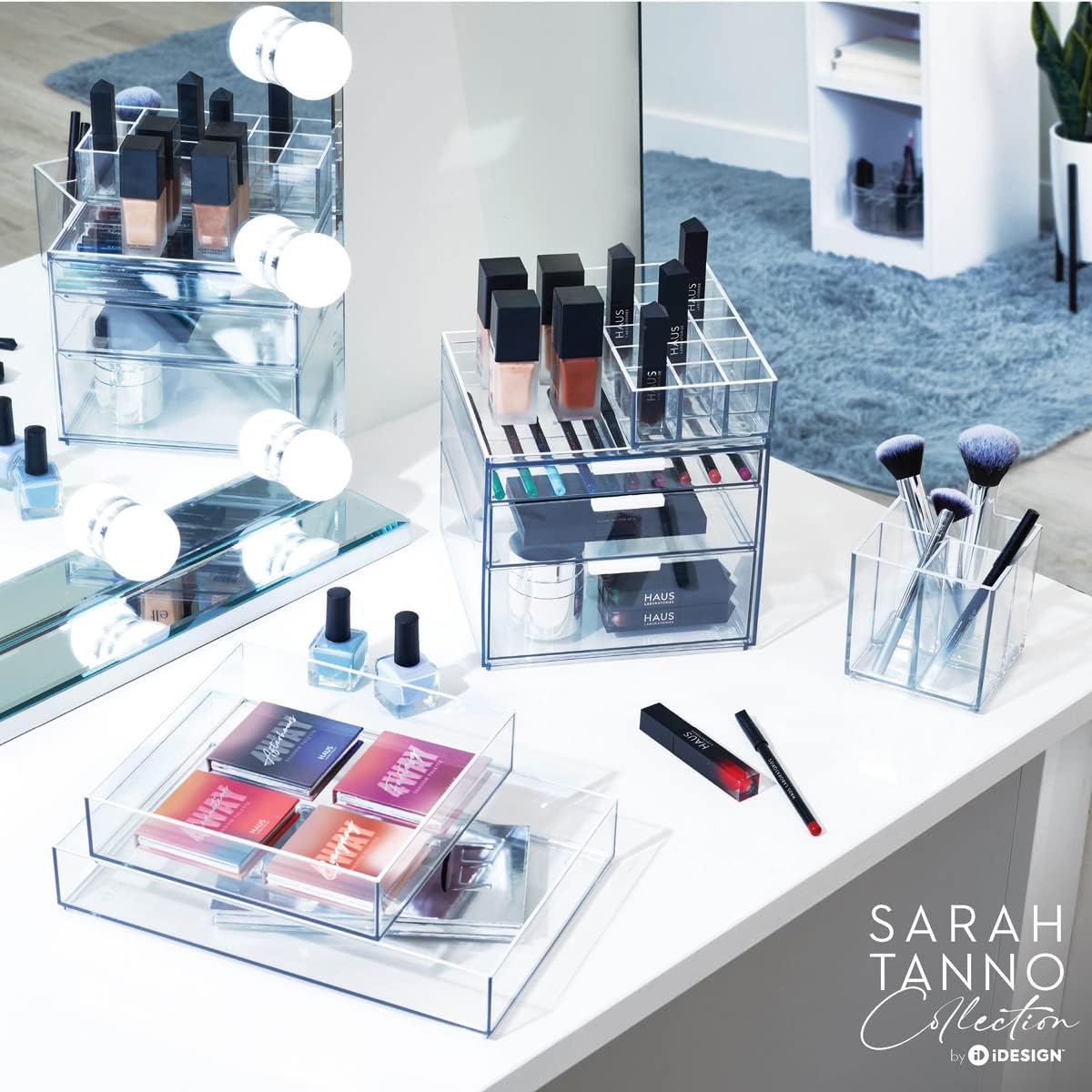 iDesign Clarity Plastic Drawer Organizer for Vanity, Countertop, Bathroom, Kitchen and Cabinet Storage, 8" x 4" x 2", Clear