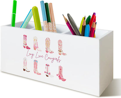 Trendy Funny Leopard Pen Pencil Holder Organizer for Desk, Cheetah Room Decor, Preppy Girly Y2k Aesthetic Cheetah Wooden Box Block Sign for Home Office Tabletop Decor