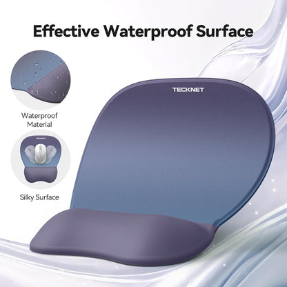 TECKNET Gel Mouse Pad with Wrist Rest, 3 in 1 Keyboard Wrist Rest for Pain Relief, Non-Slip PU Base & Easy Typing, Ergonomic Mousepad Set for Office & Home（Black）
