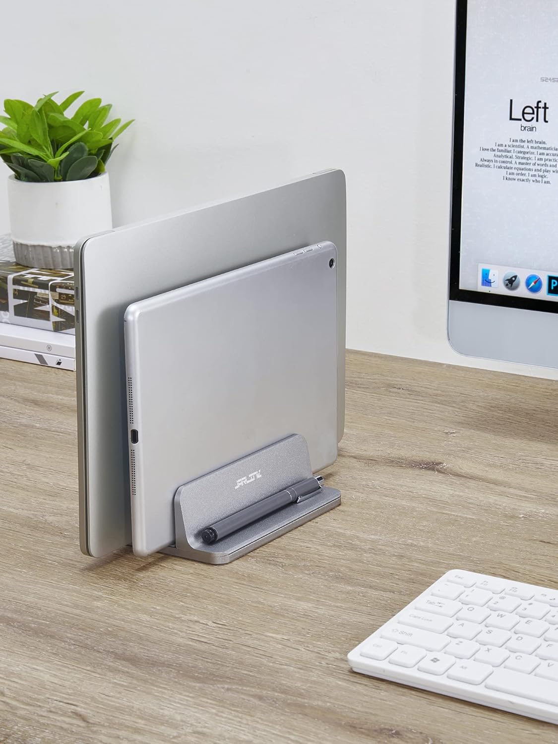 JARLINK Vertical Laptop Stand, Aluminum Laptop Holder Desktop Stand with Adjustable Dock Size (up to 17.3 inches) Compatible with All MacBook/Surface/Dell/Gaming Laptops (Silver)