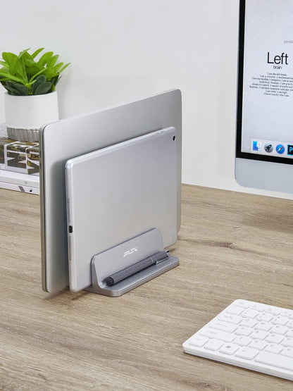 JARLINK Vertical Laptop Stand, Aluminum Laptop Holder Desktop Stand with Adjustable Dock Size (up to 17.3 inches) Compatible with All MacBook/Surface/Dell/Gaming Laptops (Silver)