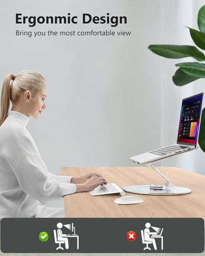 LOXP Adjustable Laptop Stand for Desk, Metal Foldable Laptop Riser, Ventilated Cooling Lectern, Ergonominc Computer Notebook Stand for Desk Compatible with 10-15.6“ Laptops