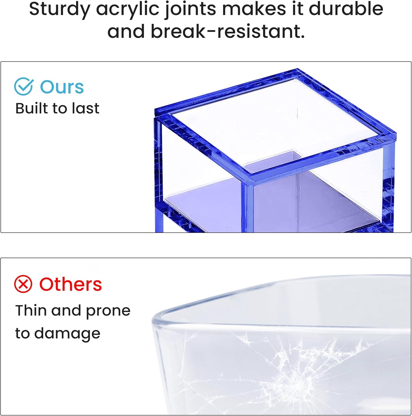 OfficeGoods 3-Tier Stackable Acrylic Holder- Stylish Desk Organizer and Storage for Office or Home – Transparent Round Design with Gold Metal Base