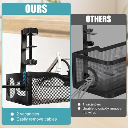 Under Desk Cable Management 27 inches Metal Cord Organizer No Drill Wire Management and Cord Organizer for Home Office Standing Desk