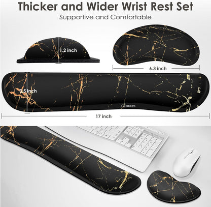 Gimars Upgrade Enlarge Silky and Superfine Fabric Gel Memory Foam Keyboard Wrist Rest Set, Ergonomic Keyboard Mouse Wrist Support for Typing Pain Relief, Comfort for Office, Gaming, Computer