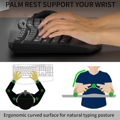 Wireless Keyboard and Mouse Combo,2.4G Full Size Wave Keys Ergonomic Keyboard with Wrist Rest for Natural Typing, 3 DPI Adjustable Ergonomic Silent Mouse for Computer/Laptop/Windows/Mac (Gray)