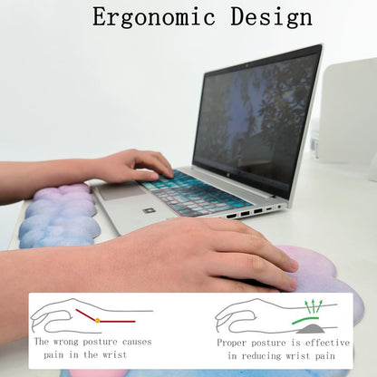 Cloud Wrist Rest Keyboard Pink Mouse Pad Set with Wrist Rest Ergonomic Wrist Pad Memory Foam Non-Slip Base Cute Gradient Wrist Support for Computer Laptop Gaming Home Office Relief Typing Pain