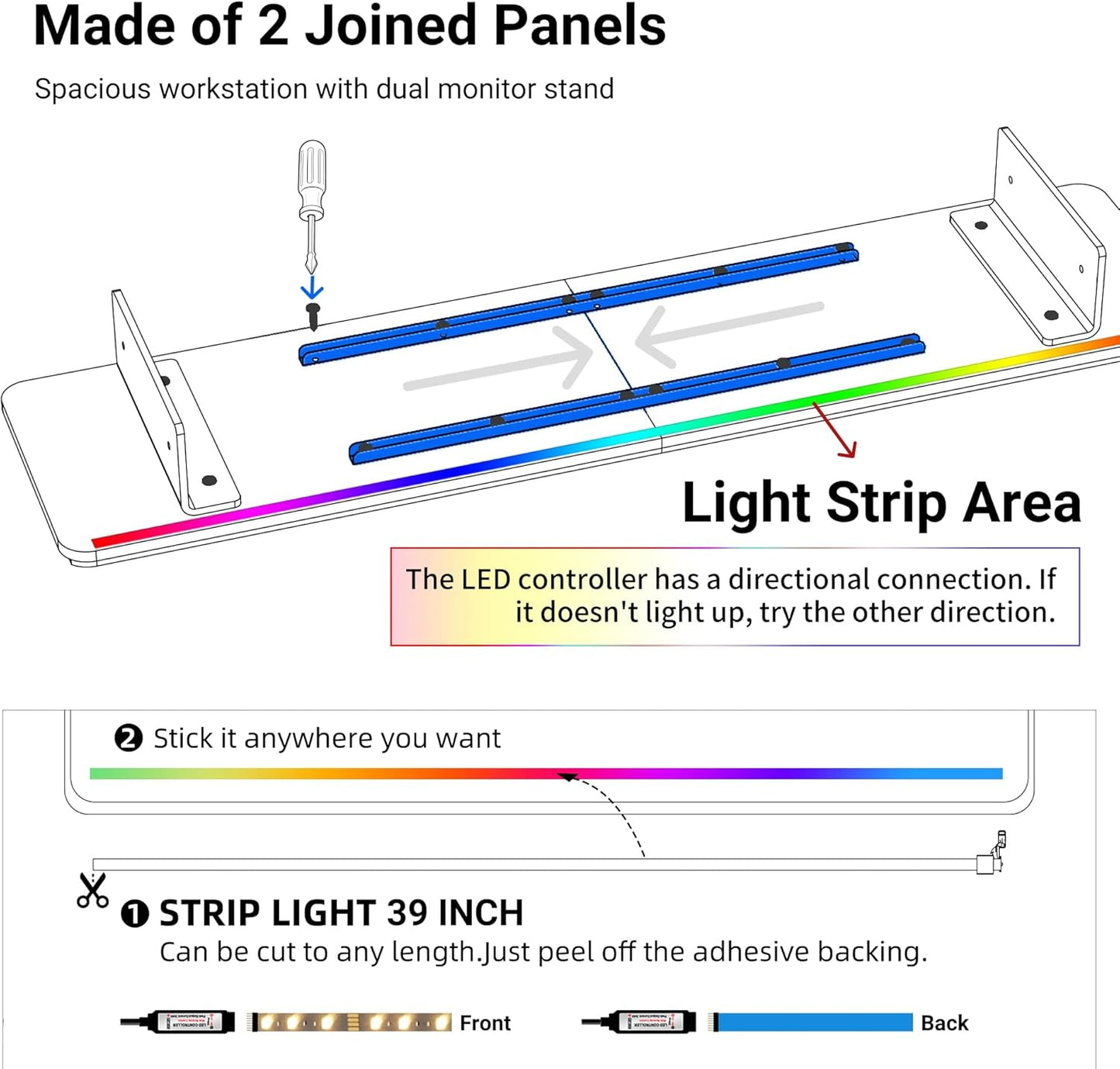 AFOOYO Monitor Stand Riser,31.5-Inch LED Light Wood Computer Monitor Stand with Adjustable Acrylic Legs,Desk Accessories Desktop Organizer Stand for, Computer,Laptop,Printer,PC TV Screen Riser,Black