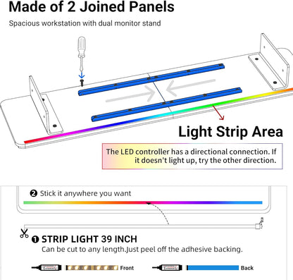 AFOOYO Monitor Stand Riser,31.5-Inch LED Light Wood Computer Monitor Stand with Adjustable Acrylic Legs,Desk Accessories Desktop Organizer Stand for, Computer,Laptop,Printer,PC TV Screen Riser,Black