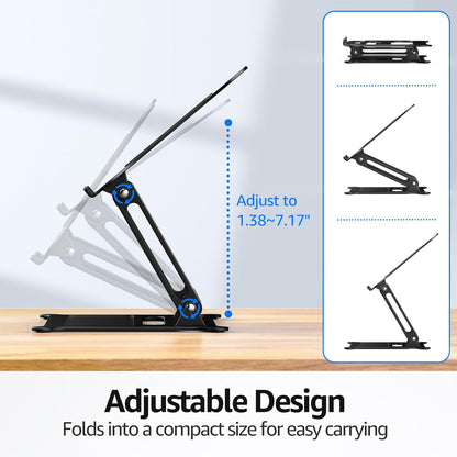 Urmust Laptop Notebook Stand Holder Adjustable Laptop Stand Portable Computer Riser Compatible with MacBook Air Pro HP Dell XPS Lenovo All Laptops 10-15.6"(Rose Gold)