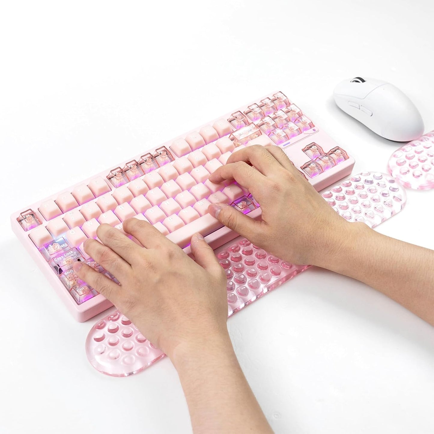 Ergonomic Gel Keyboard and Mouse Wrist Rest Set – Pink Wrist Rest for Computer Keyboard 75% 80%, Comfort & Support for Typing and Gaming