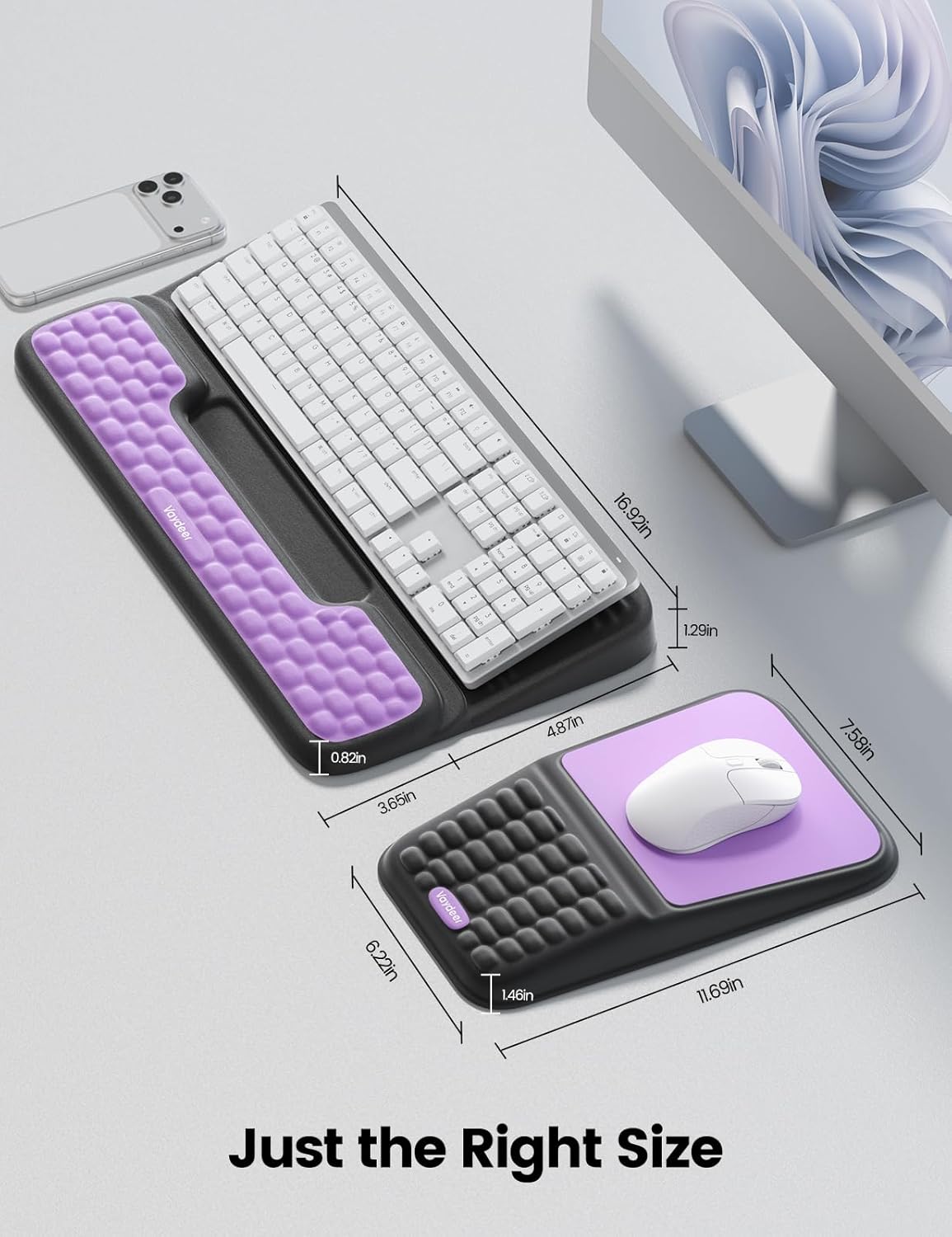 Vaydeer Keyboard Stand and Mouse Pad Set with Wrist Rest, Soft Memory Foam Wrist Support, Ergonomic Wrist Cushion for Desk, Relieves Carpal Tunnel Pain, Palm Hand Typing for Office, Home, Gaming