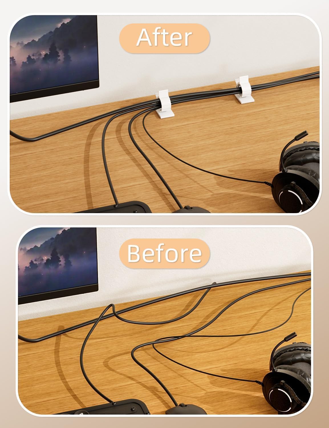 Viaky 30 Pcs Black Clips Self Adhesive Backed Nylon Wire Adjustable Cable Clips Adhesive Cable Management Drop Wire Holder