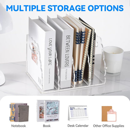 Adevar Clear Acrylic Magazine File Holder 4 Vertical Magazine File Organizer Binder Book Holder for Desk Acrylic Desk Organizer Clear Office Racks & Displays for Office Home Classroom