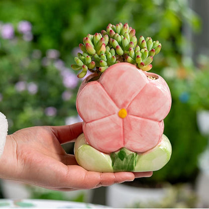 1 PC Flower Makeup Storage Box Ceramic Blossom Five Petals Pen Holder Pen Holder Desktop Storage Box (Blue)