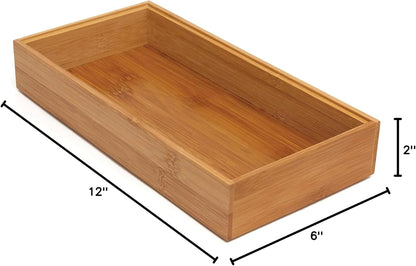 Lipper International 8186S Bamboo Wood Stacking Drawer Organizer Box, 6" x 15"