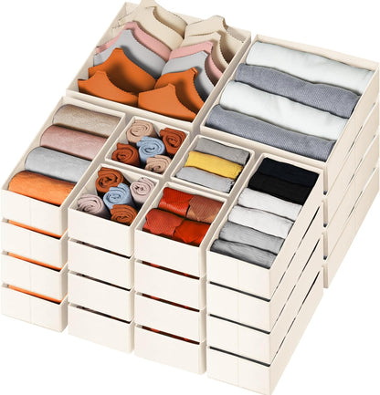 Criusia Drawer Organizer Clothes 12 Pack, Dresser Organizer for Nursery Bedroom Closet Organization and Storage - Baby Clothes Organizer Bins - Drawer Divider for Sock Underwear Bra Ties (Grey)