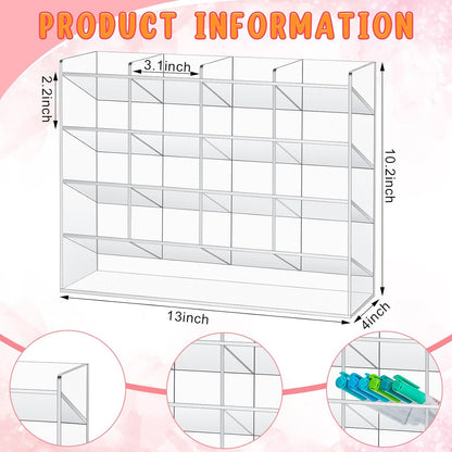 MotiMind Acrylic Pen Organizer Storage for 250 Markers Vertical Marker Organizer Acrylic Pen Display Holder for Office Desk Desktop Stationery Pencil Storage, Clear, 13 x 4 x 12.4 Inch