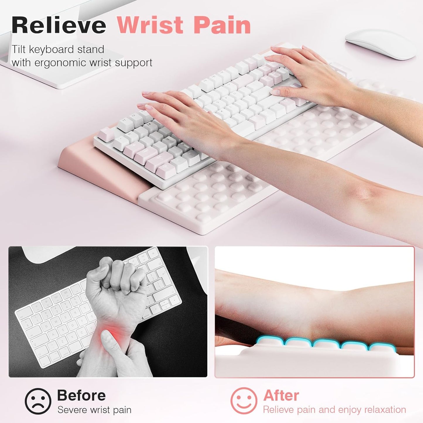 Ospelelf Keyboard Wrist Rest, Comfortable Ergonomic Keyboard Stand Riser Holder for Office Home