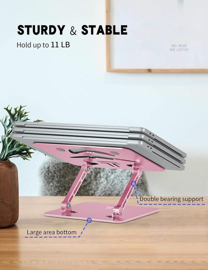 Laptop Stand, Ergonomic Adjustable Computer Stand for Collaborative Work, Foldable and Portable Heat Sink Computer Stands, Fits up to 15.6-inch Laptops (Orange)