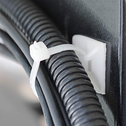 XHF 3/4" Strong Back-Glue Self Adhesive Black Cable Zip Tie Mounts 100pcs with 8" Zip Ties, Screws, UV Protection Outdoor Sticky Wire Fasteners Cable Clips Management Anchors Organizer Holders Squares