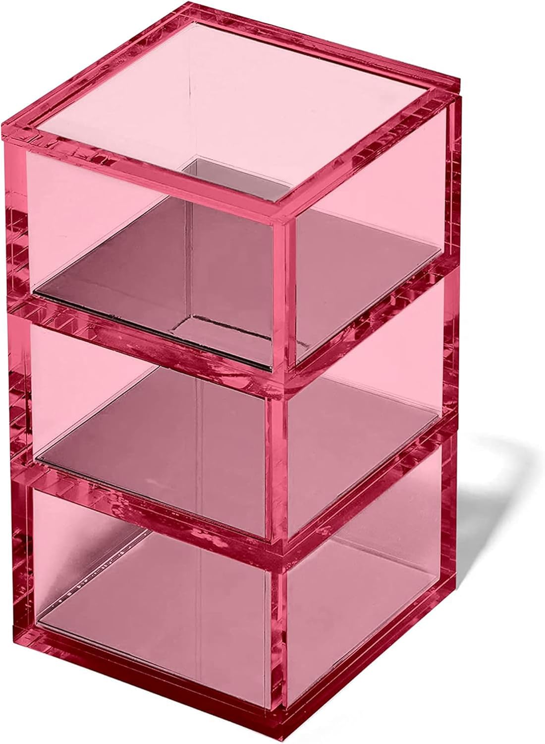 OfficeGoods 3-Tier Stackable Acrylic Holder- Stylish Desk Organizer and Storage for Office or Home – Transparent Round Design with Gold Metal Base