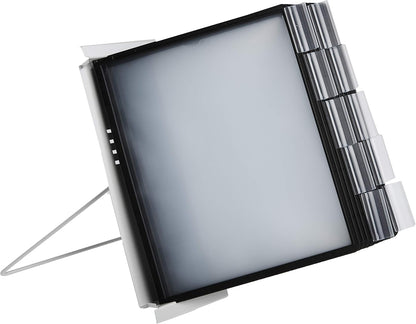 Durable Instaview20 Pocket Expandable Desktop Reference System - Letter Size 10 Double-Sided Panels - Black Color Borders