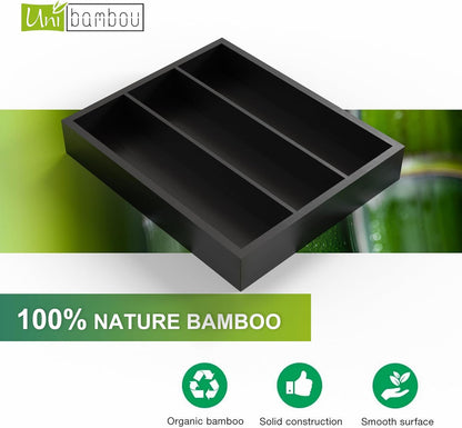 Unibambou Bamboo Utensil Drawer Organizer, Silverware Tray Organizer, Kitchen Drawer Organizer for Flatware Cutlery, (Natural, 3 Slots)