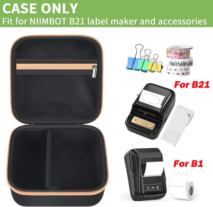 ALKOO Case Compatible with NIIMBOT B21 / B1 Label Maker Wireless Thermal Label Printer, Holder for Inkless Label Maker & Labeling Tapes Refills, with Mesh Pocket for Cable Accessories (Purple)