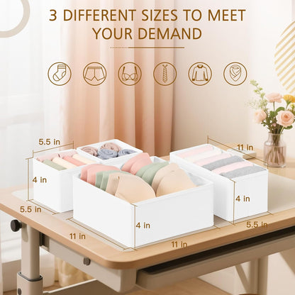 Criusia 15 Pack Drawer Organizer for Clothes, Foldable Dresser Dividers with 3 Sizes, Fabric Storage Bins – Beige