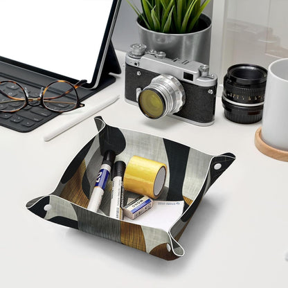 Valet Tray Catchall Trays Green Leaves Key Organizer Leather Tray Night Stand Organizer Bedside Vanity Trays Decor for Entryway Table