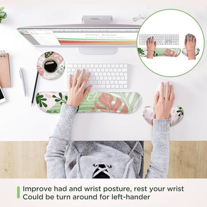 Gimars Upgrade Enlarge Silky and Superfine Fabric Gel Memory Foam Keyboard Wrist Rest Set, Ergonomic Keyboard Mouse Wrist Support for Typing Pain Relief, Comfort for Office, Gaming, Computer