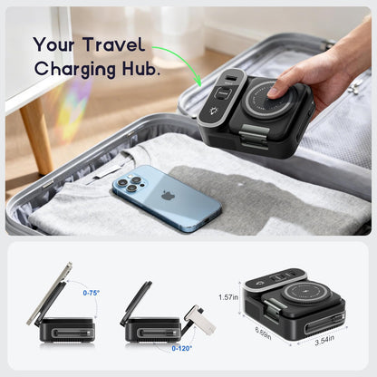 65W 8-in-1 Charging Station, 15W Magnetic Wireless Charger with Retractable Cable, 30W USB C Fast Charging Stand for iPad, Multiple Devices for iPhone 17 16 15 14 13 12 Pro Max Apple Watch Airpods