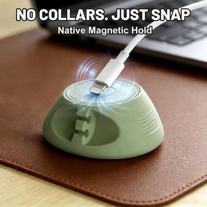 SOOoEC [N52 Ultra-Strong Snap-On Magnetic Cord Holder, Weighted Desktop Cable Organizer, Premium Liquid Silicone, No Collars Needed for iPhone & USB-C, Dual-Side Slots, Beige
