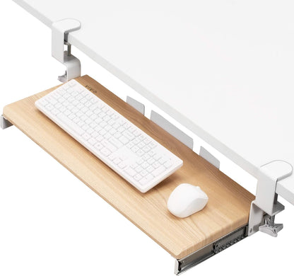 VIVO Large Clamp-on Computer Keyboard and Mouse Under Desk Slider Tray, 27 x 11 inch Pull Out Platform Drawer, White, MOUNT-KB05W