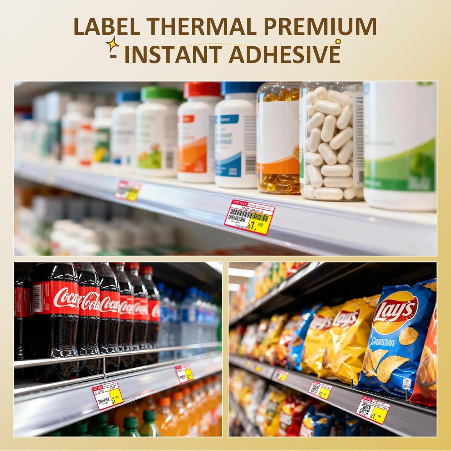 Clabel Printable White Cable Labels 6 Rolls of Thermal Self-Adhesive Paper Labels Tape, 25x78mm (1"x3") 100 Sheets Per Roll, Black Print on White Sticker Tags Durable
