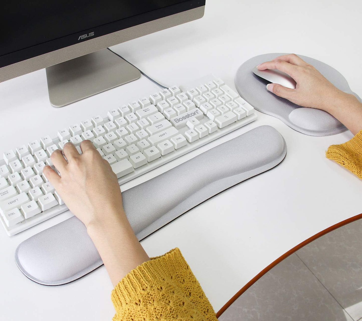 Ergonomic Keyboard Mouse Pad Wrist Rest Support Set for Laptop/Computer/Desktop,Memory Foam Hand Rest Wrist Cushion for Gaming/Office,Lightweight Comfortable & Pain Relief (Flowers)