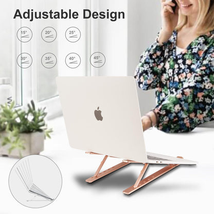 Ergonomic and Foldable Laptop Stand for Desk, Adjustable Riser, Fits All Laptops and Notebooks up to 17,Ultra-Thin,Ventilated Cooling,ABS+Silicone,Silver.