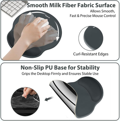 Sushret Mouse Pad and Keyboard Wrist Rest, 3-in-1 Gel Memory Foam Ergonomic Mouse Pad with Wrist Rest Set,Gaming Mousepad Arm Cushion Support for Computer Office Desk Accessories Cute Setup,Sage Green